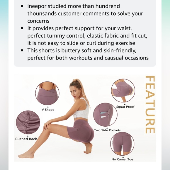 Ineepor | Scrunch Butt Lifting | High Waisted | Biker Shorts | + Pocket - Picture 5 of 6